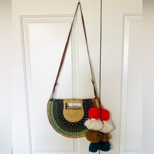 Nena & Co. Handcrafted Ghana Straw Bag - Natural and multi color